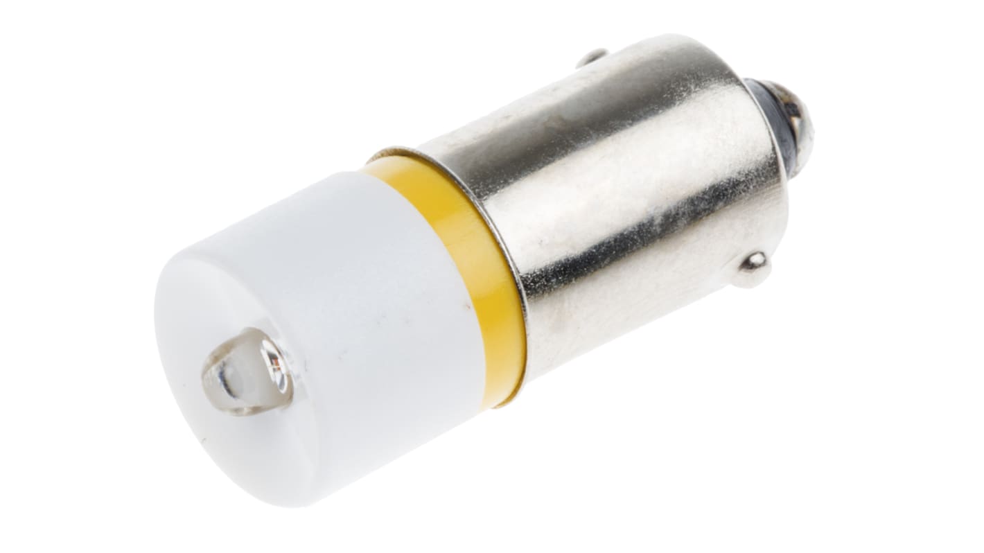 Lampada per indicatori RS PRO, lunga 24mm, Ø 10mm, 6V ca/cc, luce color Giallo, 630mcd, Chip singolo da 100000h con