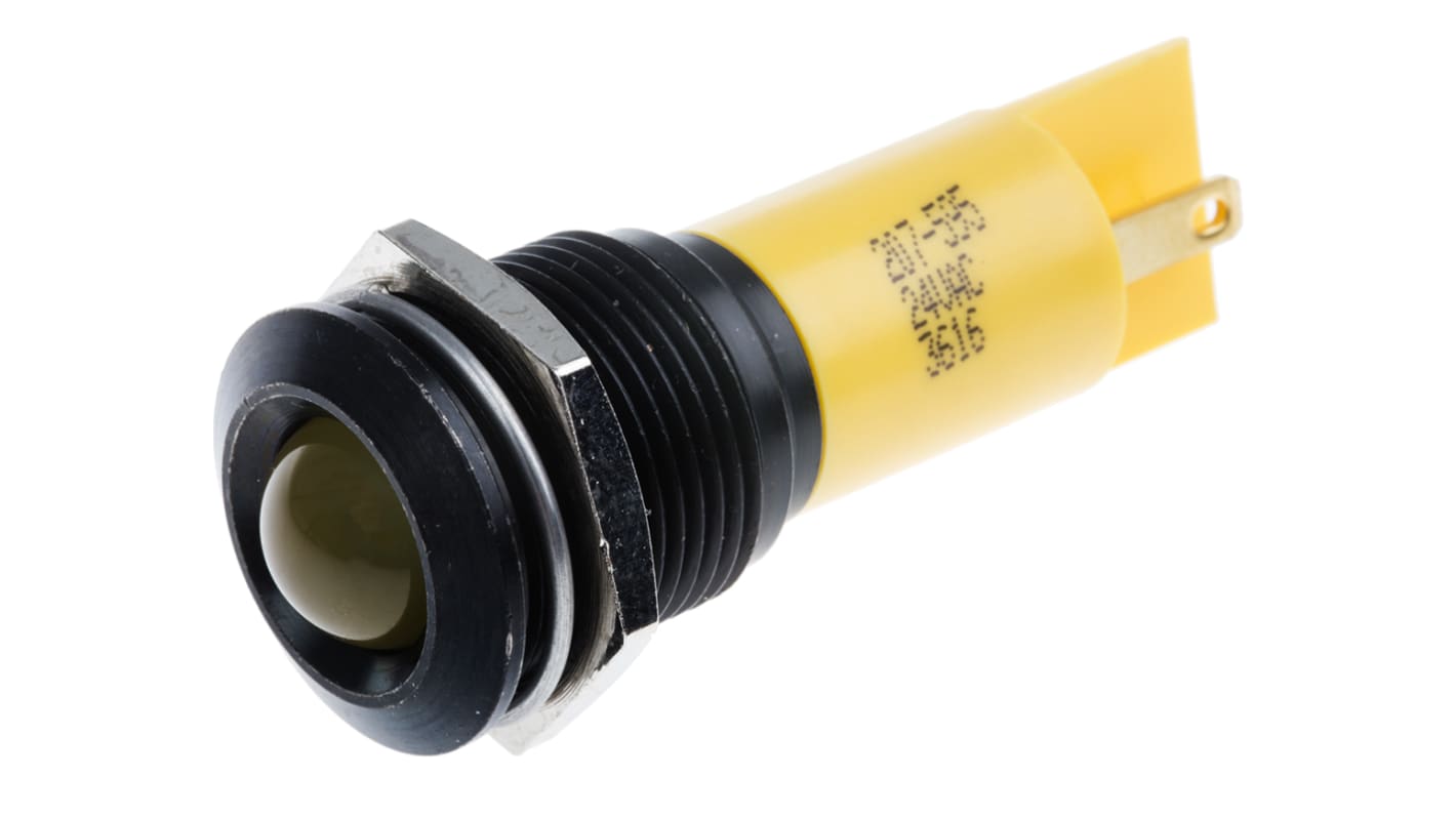 Indicador LED RS PRO, Amarillo, lente prominente, Ø montaje 16mm, 24V ac/dc, 20mA, 30mcd