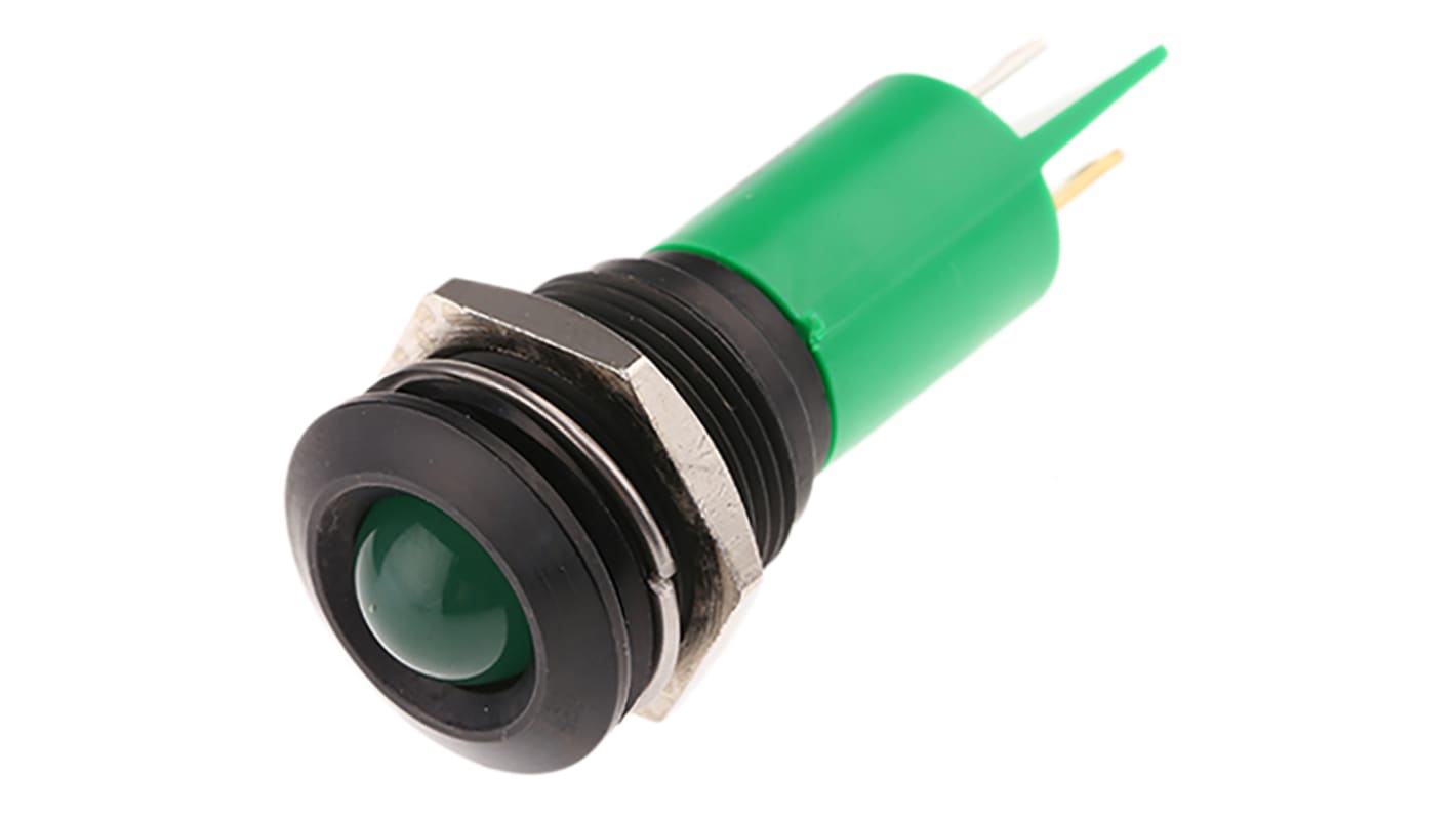 Indicatore da pannello RS PRO Verde  a LED, 115 V dc, 230V ca, Sporgente, foro da 16mm