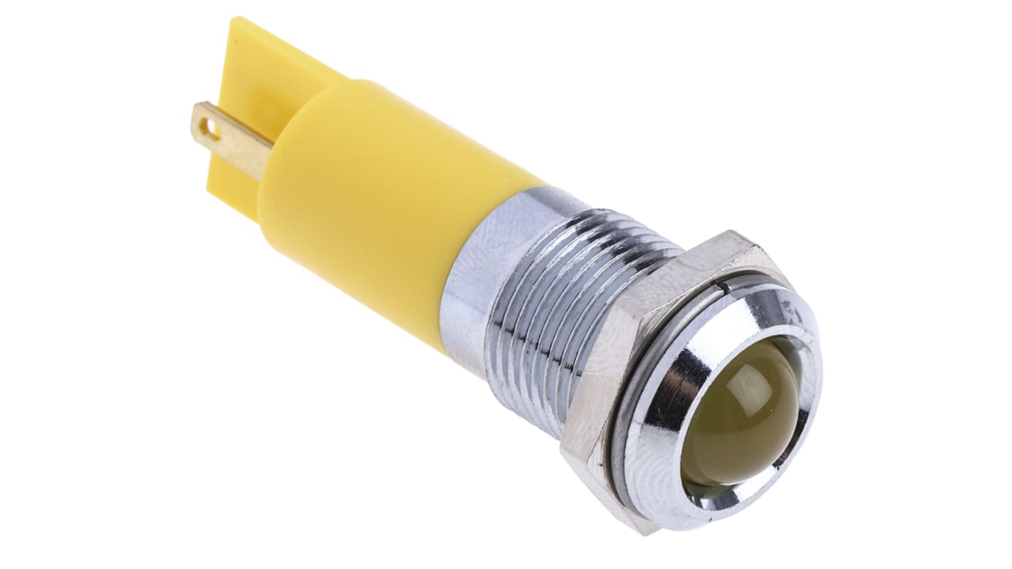 Indicatore da pannello RS PRO Giallo  a LED, 24V cc, Sporgente, foro da 14mm