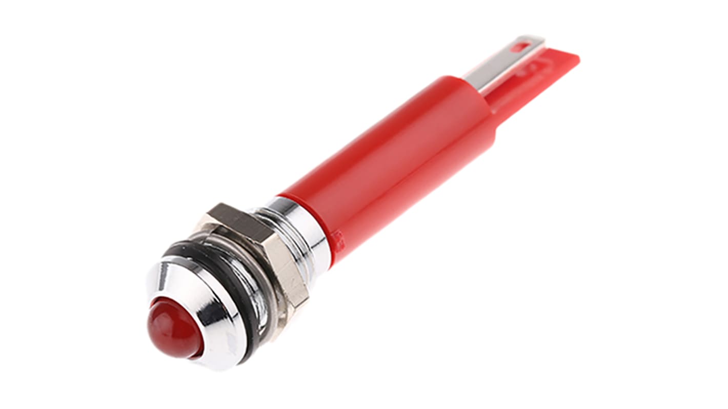 RS PRO Red Panel Mount Indicator, 8mm Mounting Hole Size, Solder Tab Termination, IP67