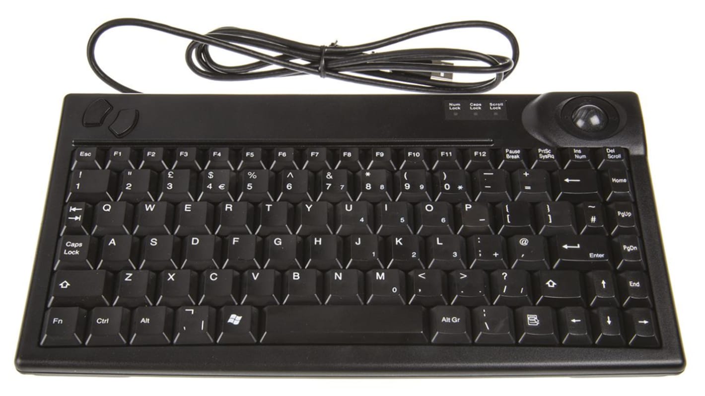 Sejin Trackball-Tastatur Kabelgebunden Schwarz USB Kompakt, 292 x 161 x 30mm