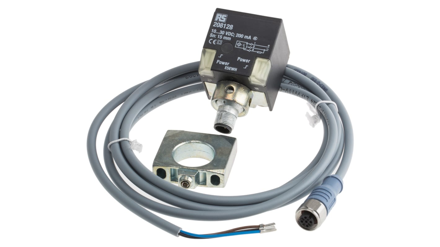 RS PRO Inductive Block-Style Proximity Sensor, 15 mm Detection, PNP Output, 10 → 30 V dc, IP68