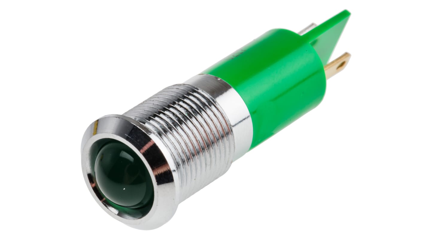 Indicatore da pannello RS PRO Verde  a LED, 48 → 65V cc, Sporgente, foro da 14mm