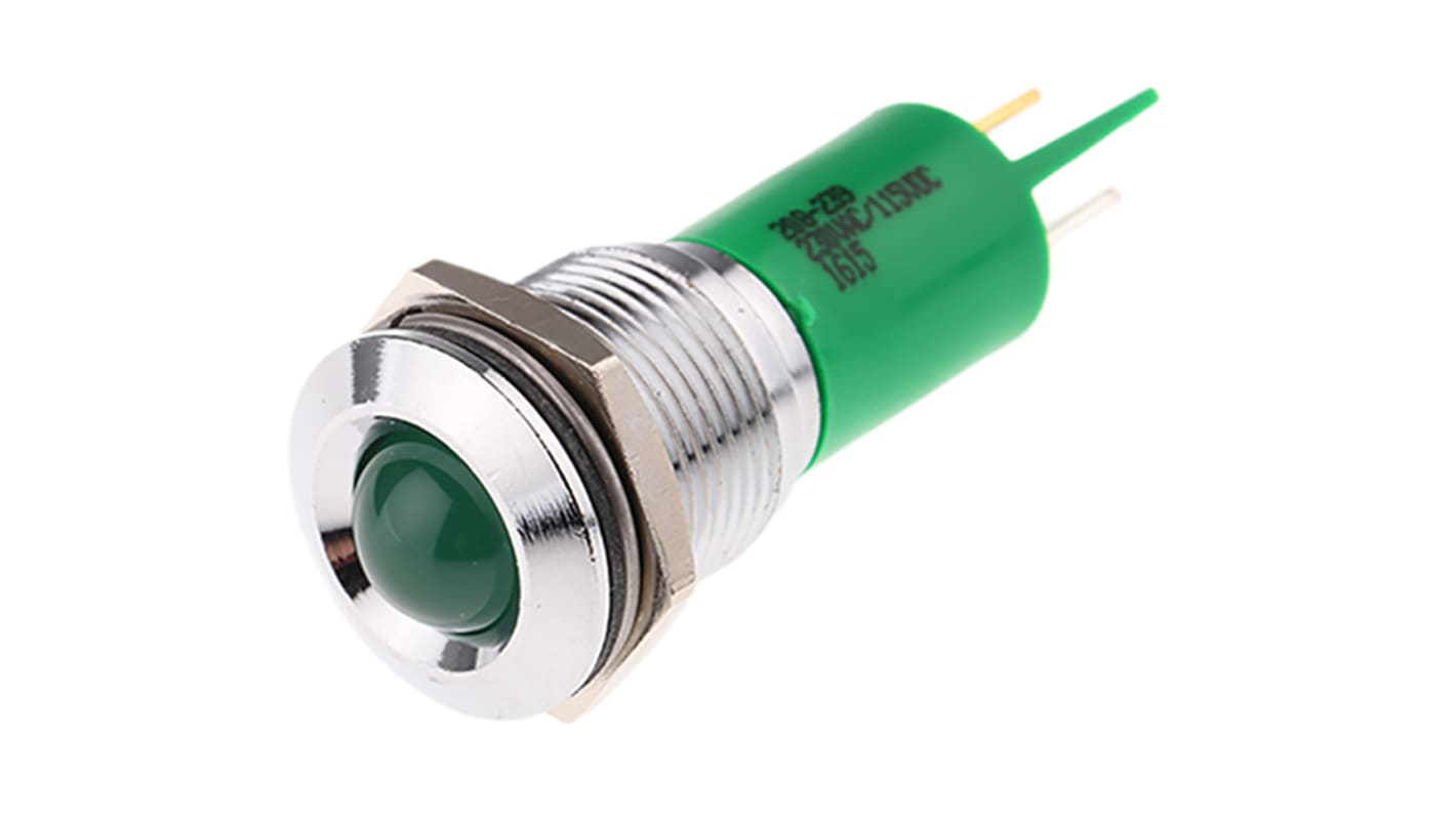 Voyant LED lumineux  Vert RS PRO, dia. 16mm, 115 V dc, 230V c.a.