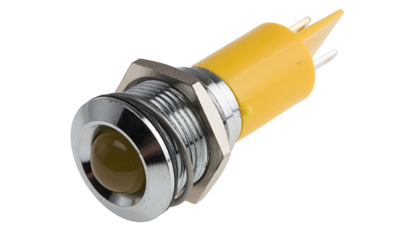 RS PRO Yellow Indicator, 130V ac, 16mm Mounting Hole Size, Solder Tab Termination