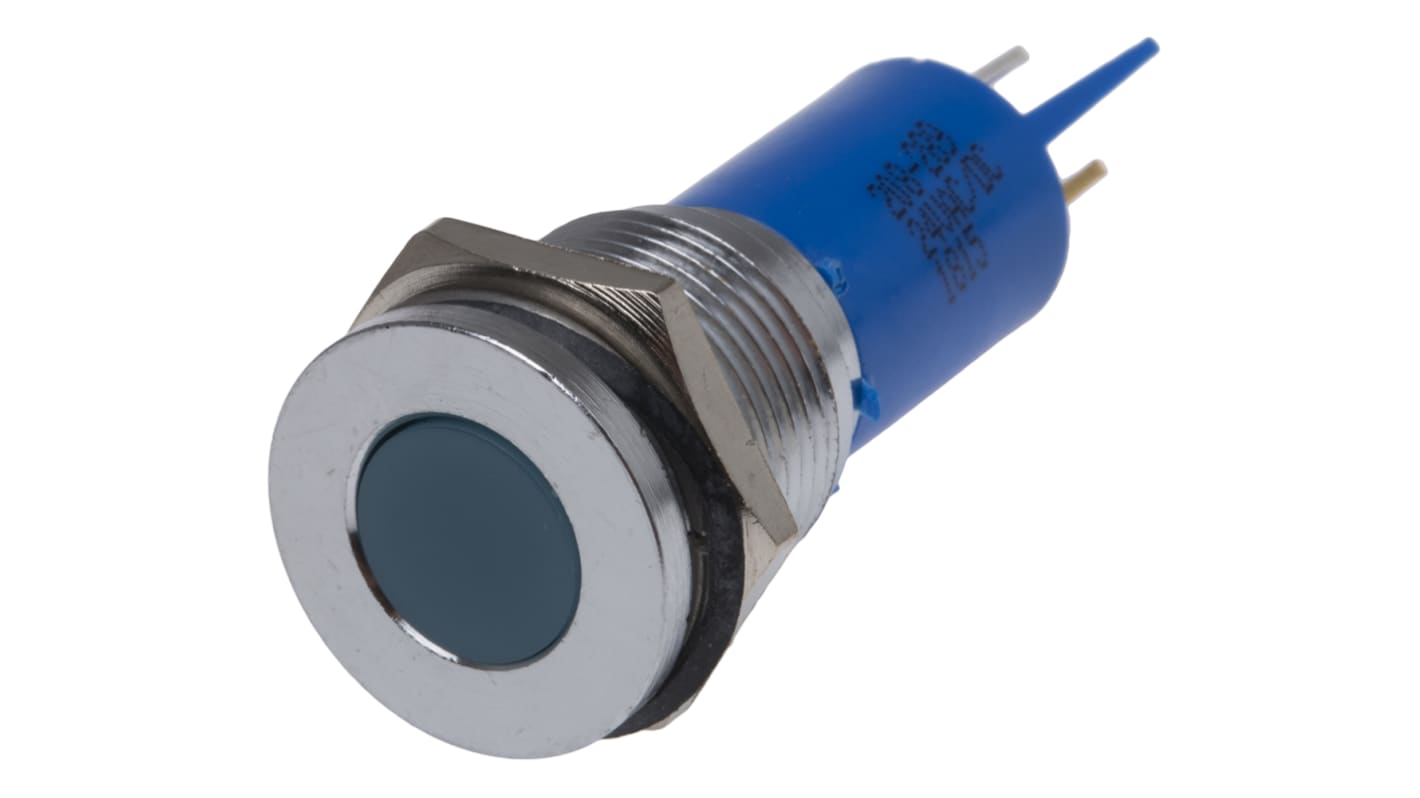 RS PRO Blue Panel Mount Indicator, 16mm Mounting Hole Size, Solder Tab Termination