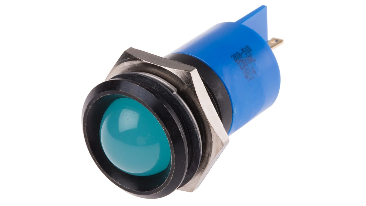 RS PRO Blue Panel Mount Indicator, 230V ac, 22mm Mounting Hole Size, IP67