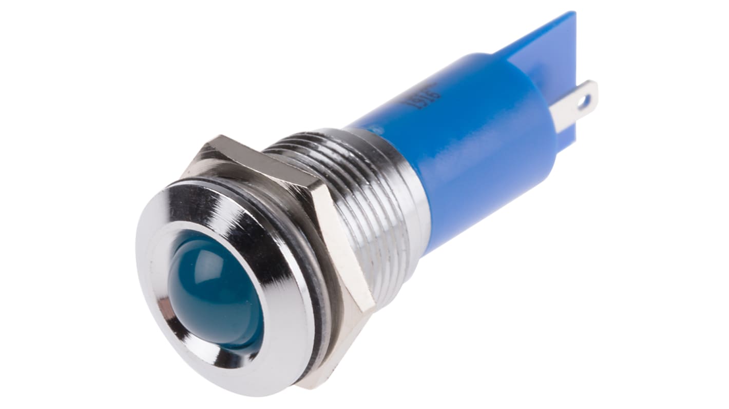 RS PRO Blue Indicator, 130V ac, 16mm Mounting Hole Size, Solder Tab Termination