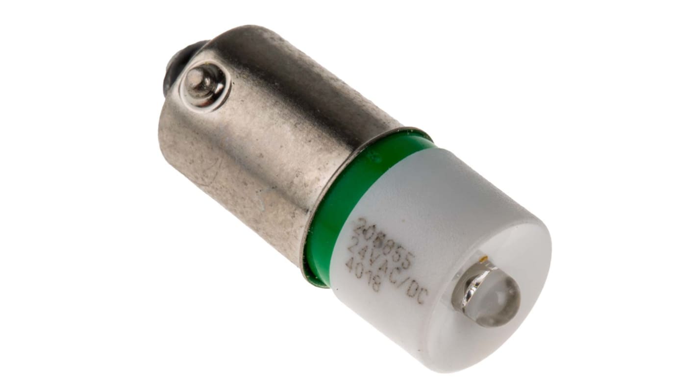 RS PRO Green LED Indicator Lamp, 24V ac/dc, BA9s Base, 10mm Diameter ...