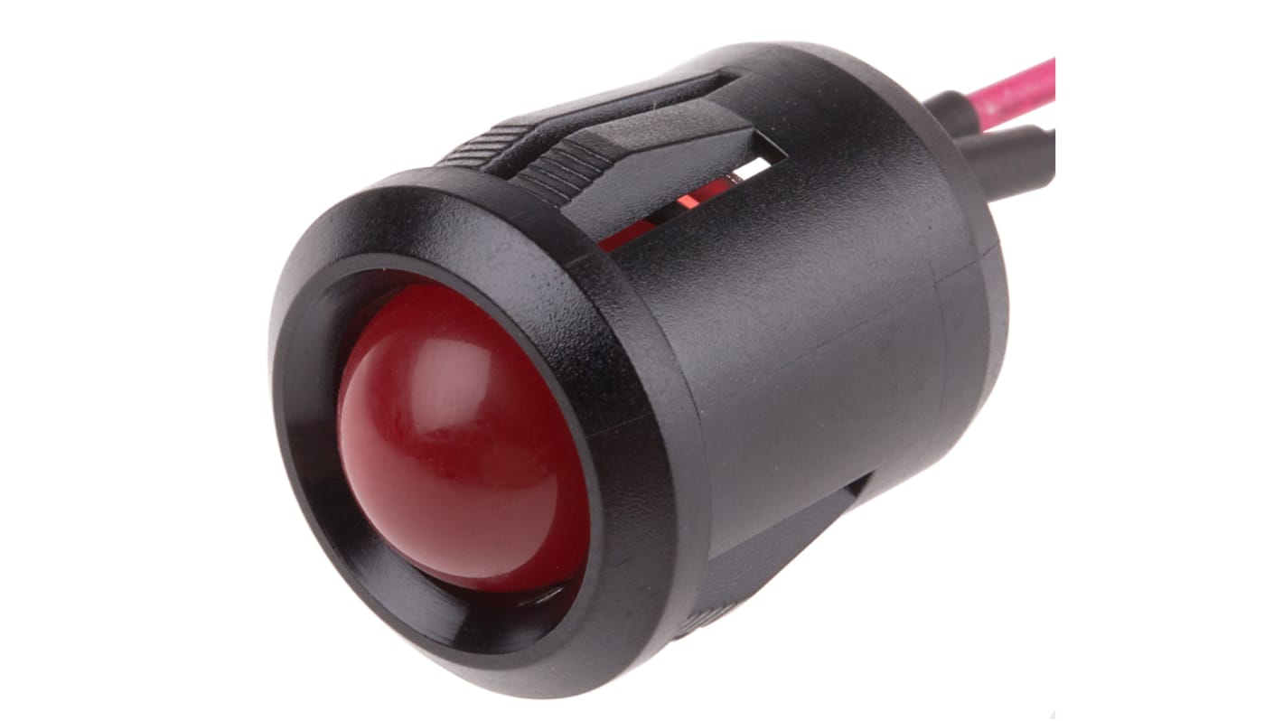 RS PRO Red Flashing LED Panel Mount Indicator, 24V dc, 14mm Mounting Hole Size, Lead Wires Termination