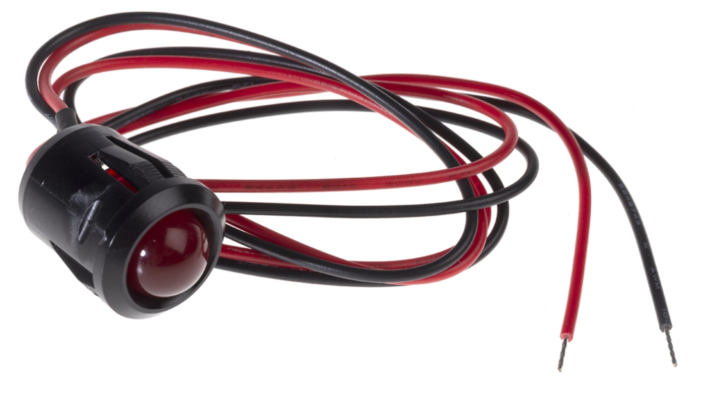 RS PRO Red Panel Mount Indicator, 2V dc, 14mm Mounting Hole Size, Lead Wires Termination