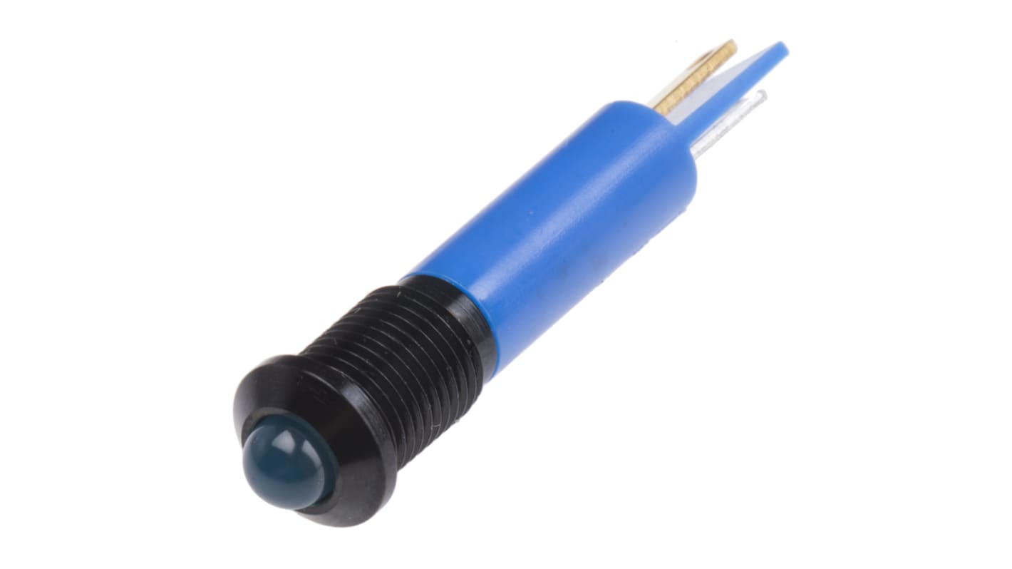 RS PRO Blue Panel Mount Indicator, 24V dc, 8mm Mounting Hole Size, Solder Tab Termination