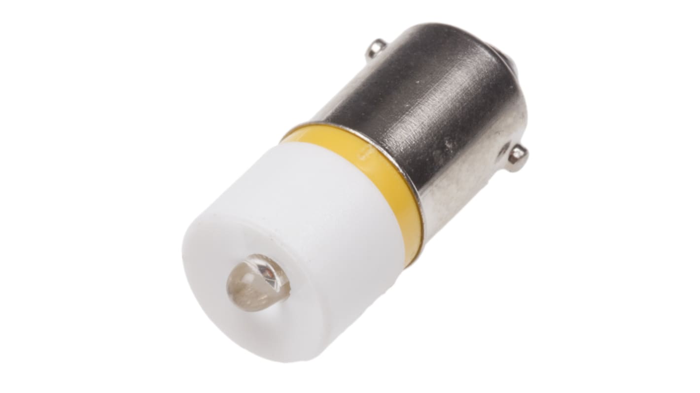 Lampada per indicatori RS PRO, lunga 24mm, Ø 10mm, 12V ca/cc, luce color Giallo, 630mcd, Chip singolo da 100000h con