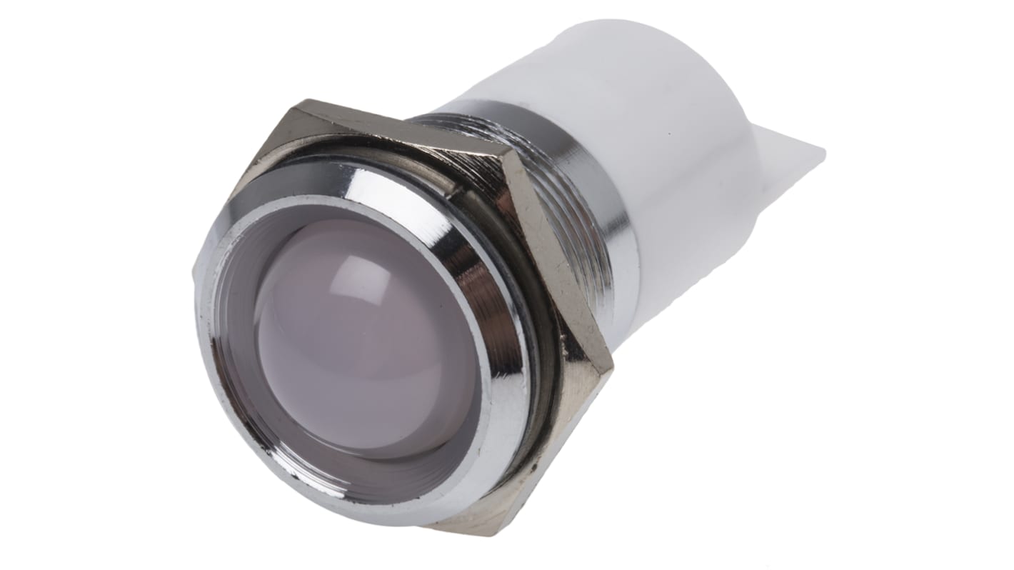 Indicatore da pannello RS PRO Bianco  a LED, Sporgente, foro da 22mm