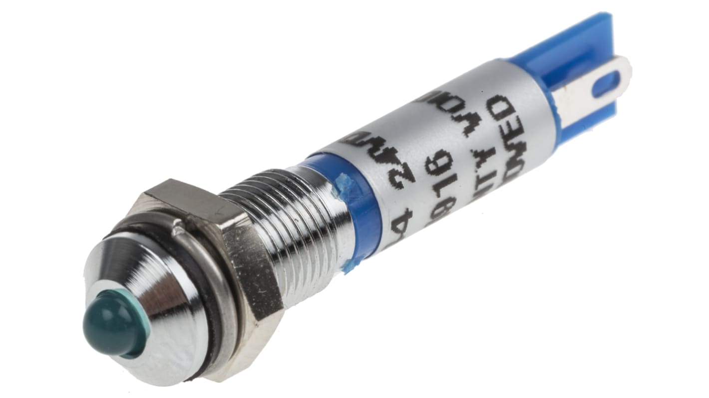 RS PRO Blue Panel Mount Indicator, 24V dc, 6mm Mounting Hole Size, Solder Tab Termination