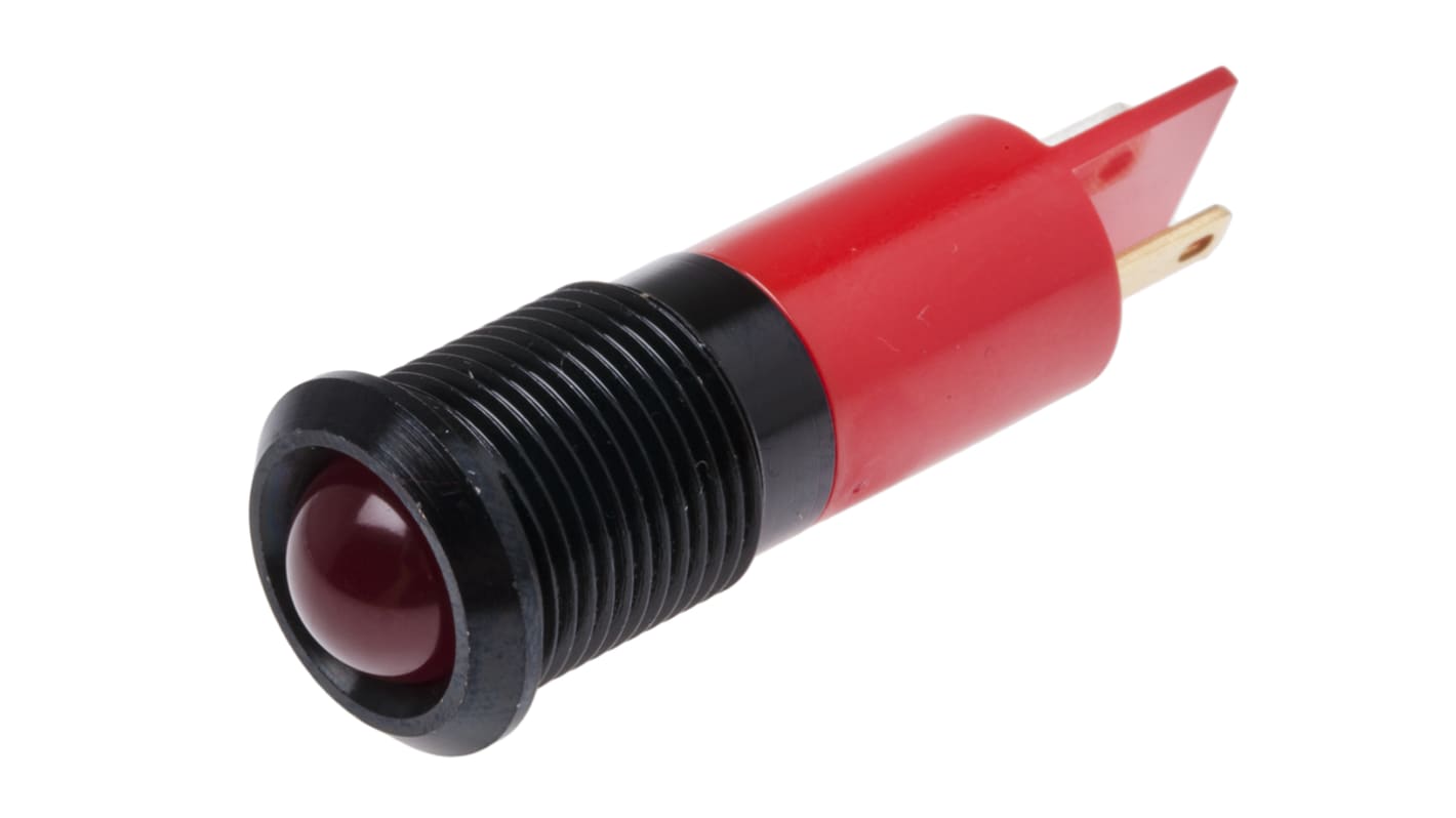 RS PRO Red Flashing LED Panel Mount Indicator, 12V dc, 14mm Mounting Hole Size, Solder Tab Termination