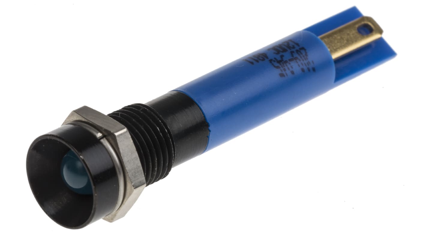 RS PRO LED Schalttafel-Anzeigelampe Blau 12V dc, Montage-Ø 8mm, Lötanschluss