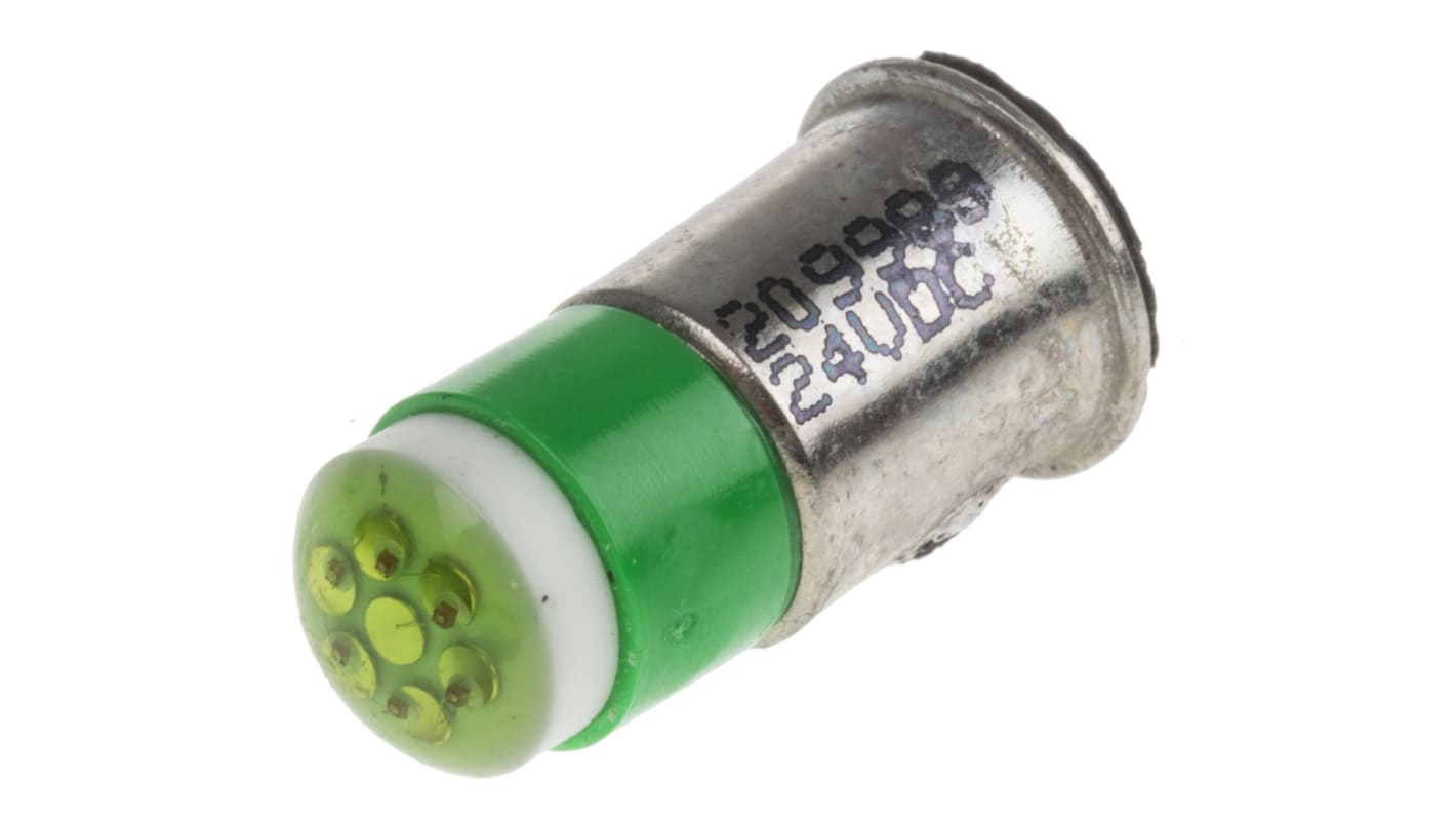 Jelzőfény Zöld, lámpa alsó rész: Törpe karima, , több chipes, 6mm Ø , 24V dc