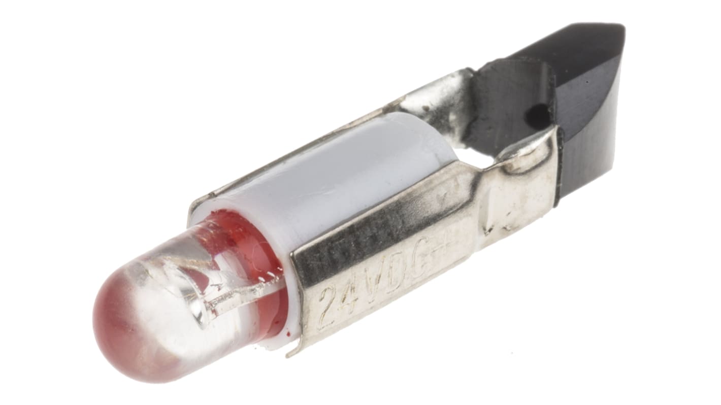 Bombilla para piloto luminoso LED RS PRO Rojo, λ 630nm, 24V ac/dc / 15mA, 250mcd, casquillo telefónico, Ø 5.5mm