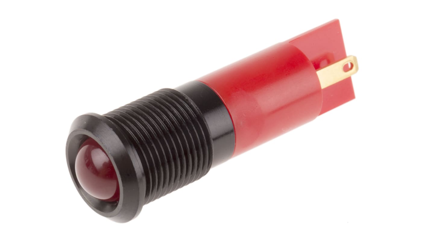 RS PRO Red Panel Mount Indicator, 110V ac, 14mm Mounting Hole Size, Solder Tab Termination, IP67