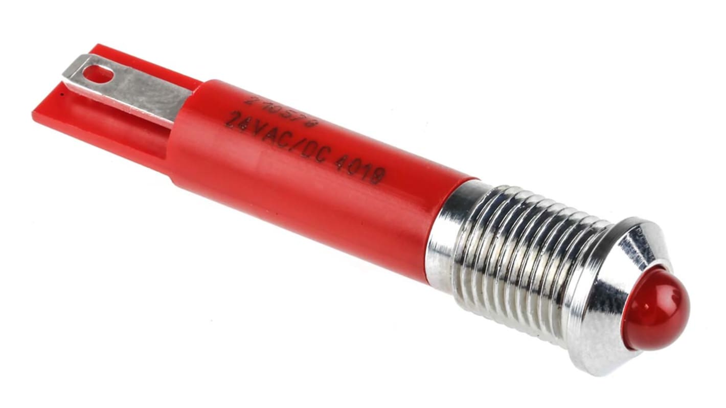 Indicatore da pannello RS PRO Rosso  a LED, 24V ca, Sporgente, foro da 8mm