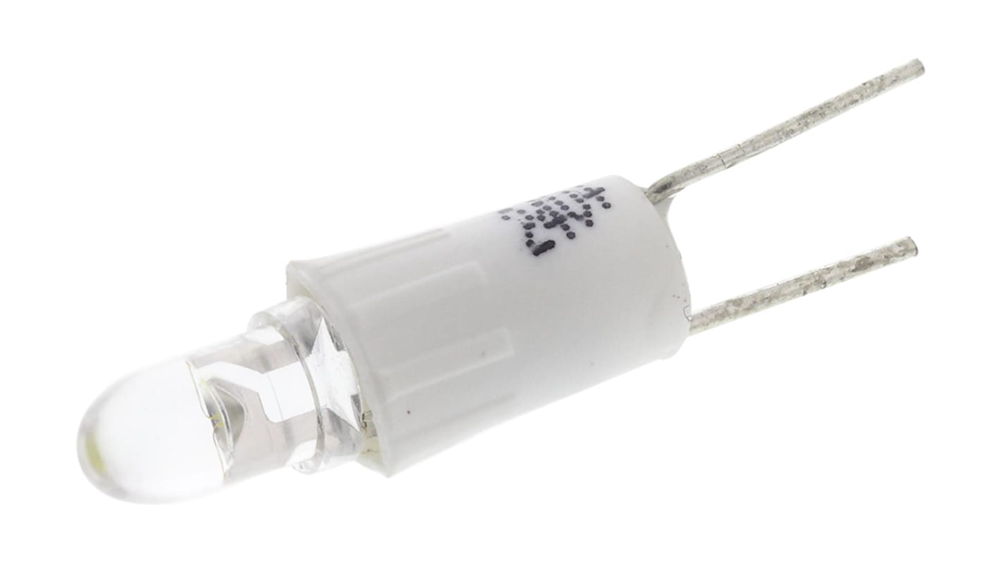 Lampada per indicatori RS PRO, lunga 17mm, Ø 4.25mm, 24V ca/cc, luce color Bianco, 850mcd, Chip singolo, lampada 3 mm