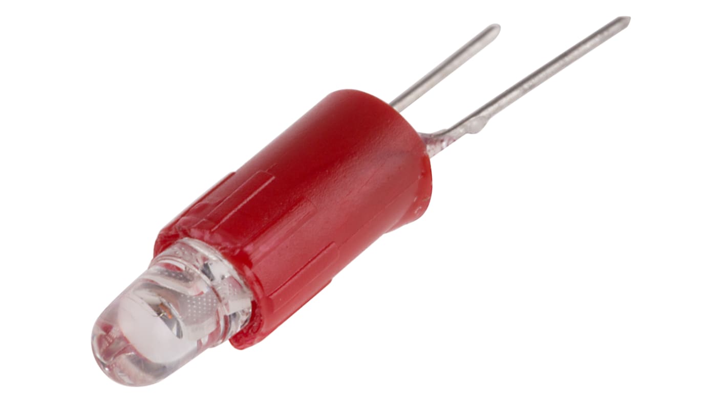 Jelzőfény Vörös, lámpa alsó rész: Kétérintkezős, Egyetlen csipes, lámpa méret: 3 mm, 4.25mm Ø , 24V ac/dc