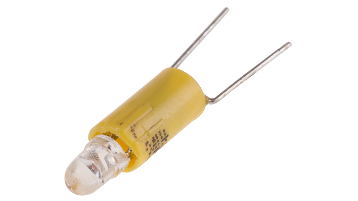 RS PRO Yellow LED Indicator Lamp, 24V ac/dc, bi-pin Base, 4.25mm Diameter, 85mcd