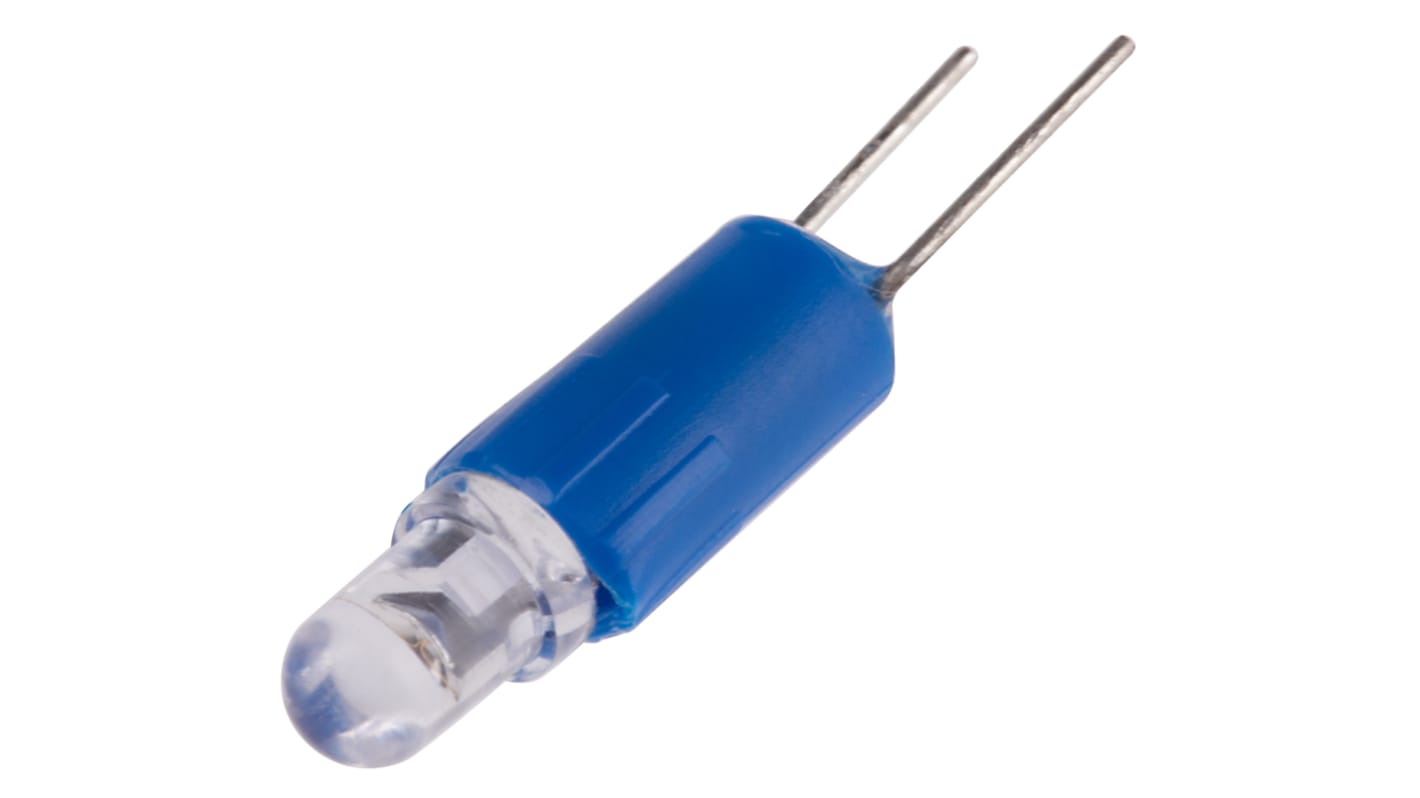 Voyant lumineux, lampe 3 mm Bleu, 2 broches, 24V c.a. / V c.c.