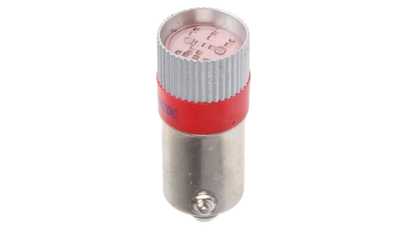 RS PRO Red LED Indicator Lamp, 24V dc, BA9s Base, 10mm Diameter, 110/105mcd