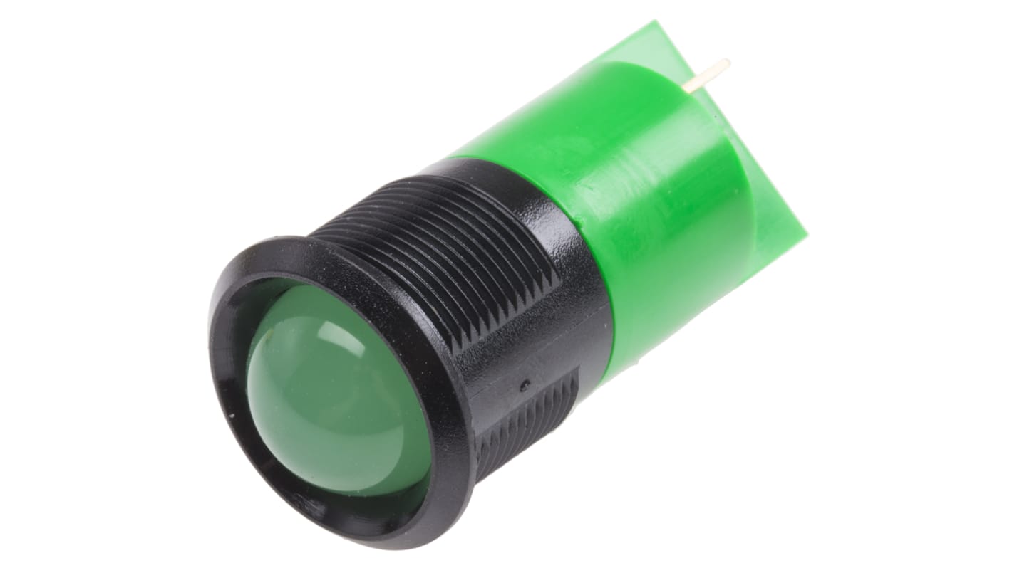 RS PRO Green Panel Mount Indicator, 22mm Mounting Hole Size, Solder Tab Termination