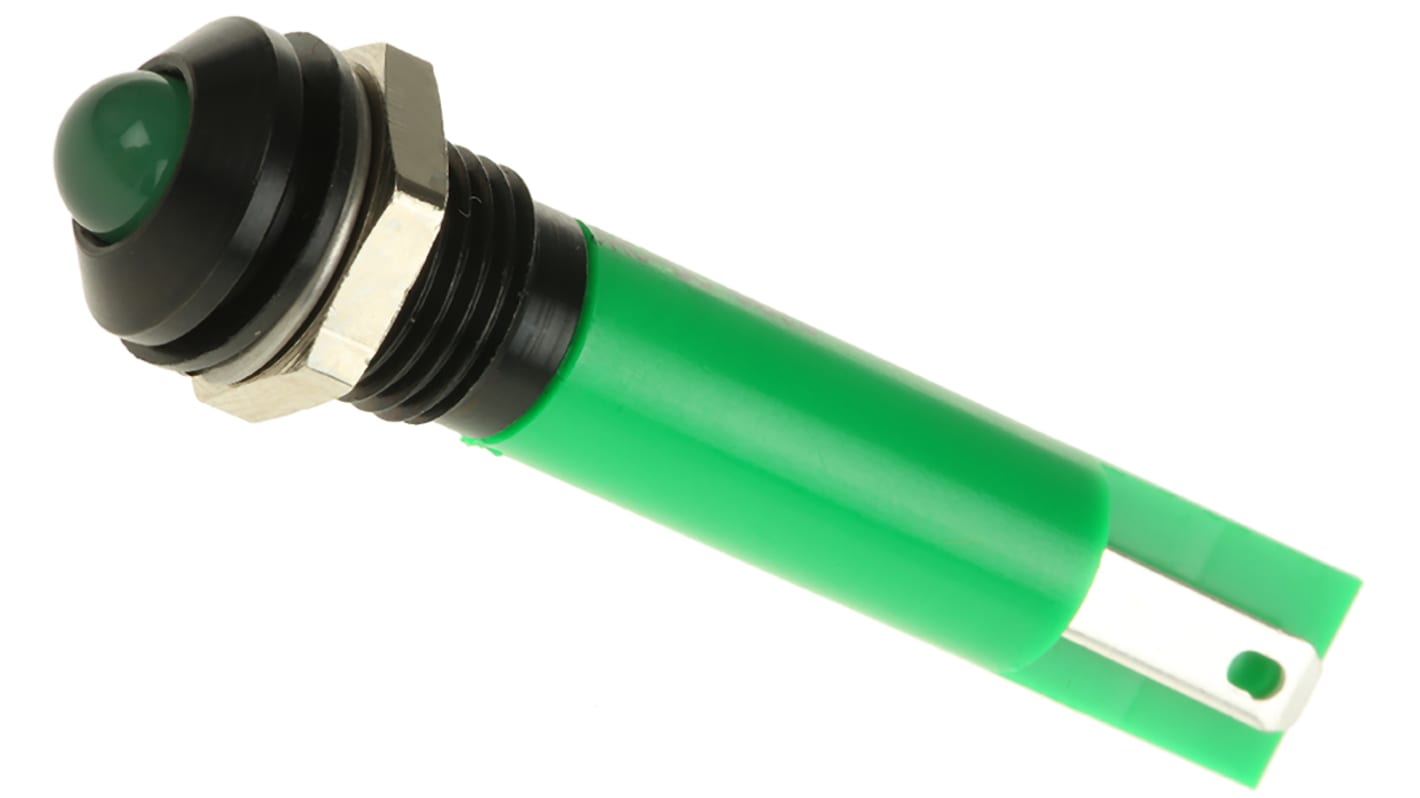 Voyant LED lumineux  Vert RS PRO, dia. 8mm, 24V c.a. / V c.c., IP67