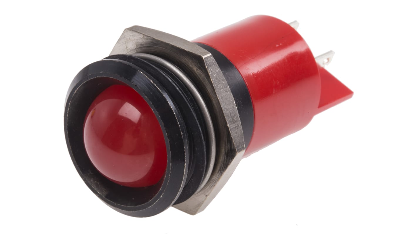 RS PRO Red Panel Mount Indicator, 22mm Mounting Hole Size, Solder Tab Termination