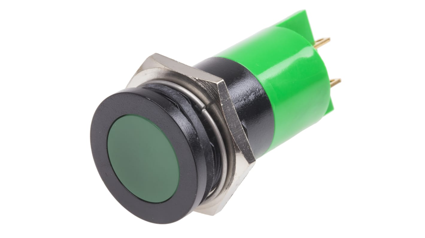 Indicador LED RS PRO, Verde, lente enrasada, Ø montaje 22mm, 24V ac/dc, 20mA, 70mcd