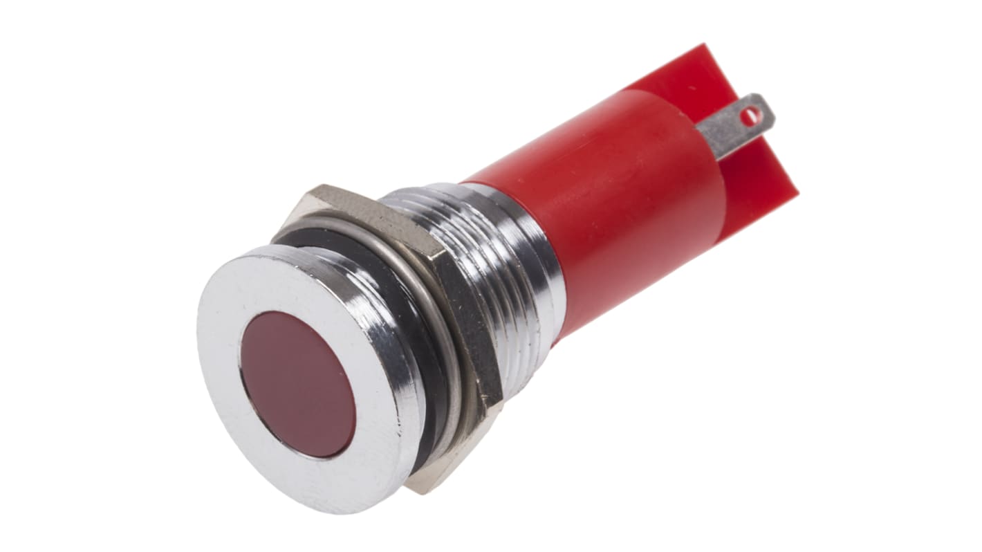 RS PRO Red Panel Mount Indicator, 16mm Mounting Hole Size, Solder Tab Termination