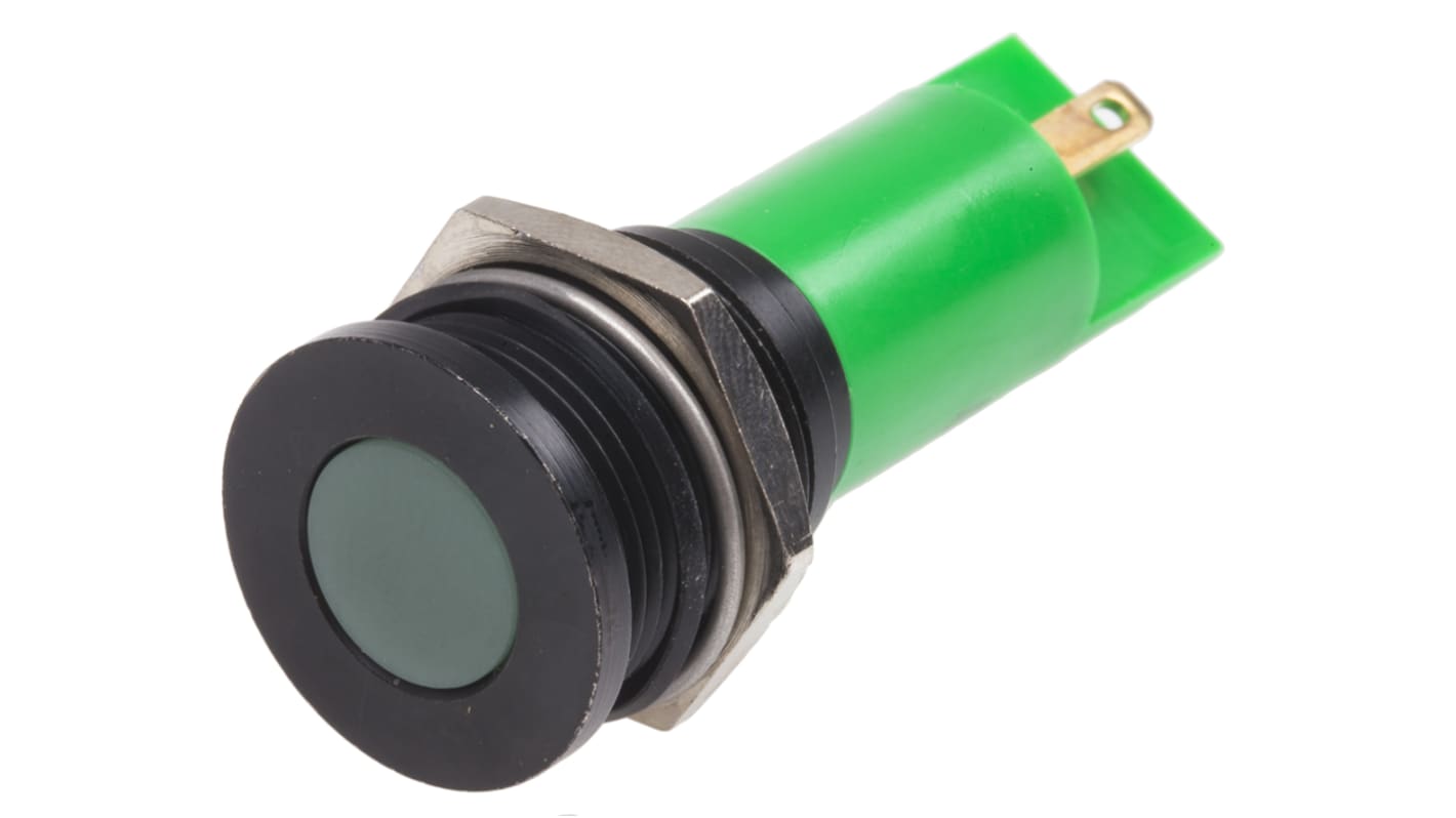 RS PRO Green Panel Mount Indicator, 16mm Mounting Hole Size, Solder Tab Termination