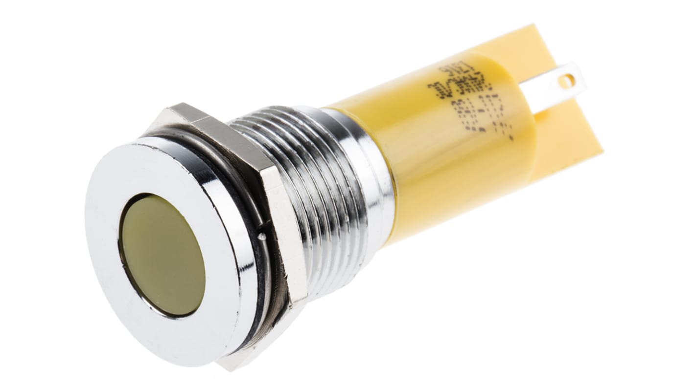 RS PRO Yellow Panel Mount Indicator, 16mm Mounting Hole Size, Solder Tab Termination