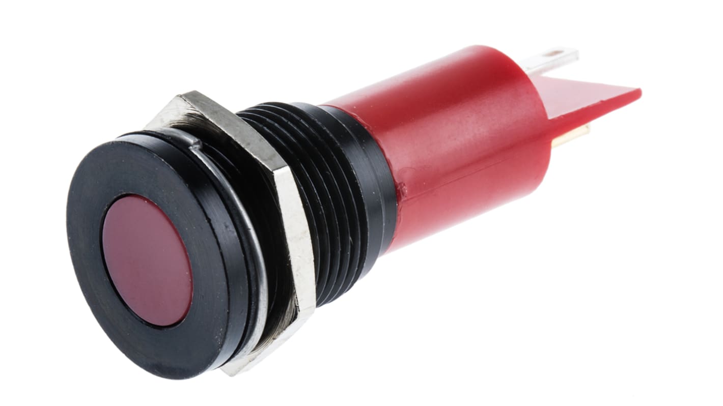 RS PRO Red Panel Mount Indicator, 16mm Mounting Hole Size, Solder Tab Termination