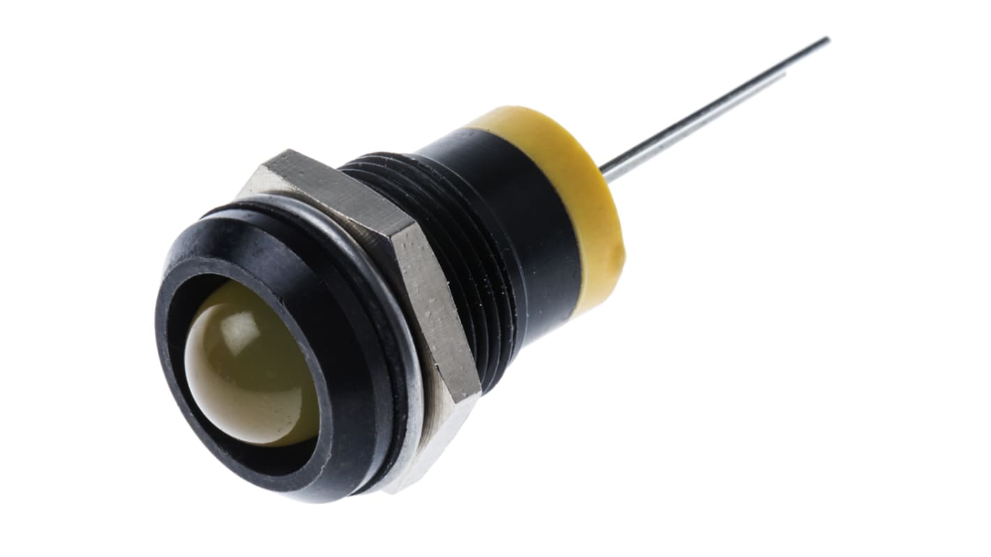 Indicatore da pannello RS PRO Giallo  a LED, 2V cc, Sporgente, foro da 12mm