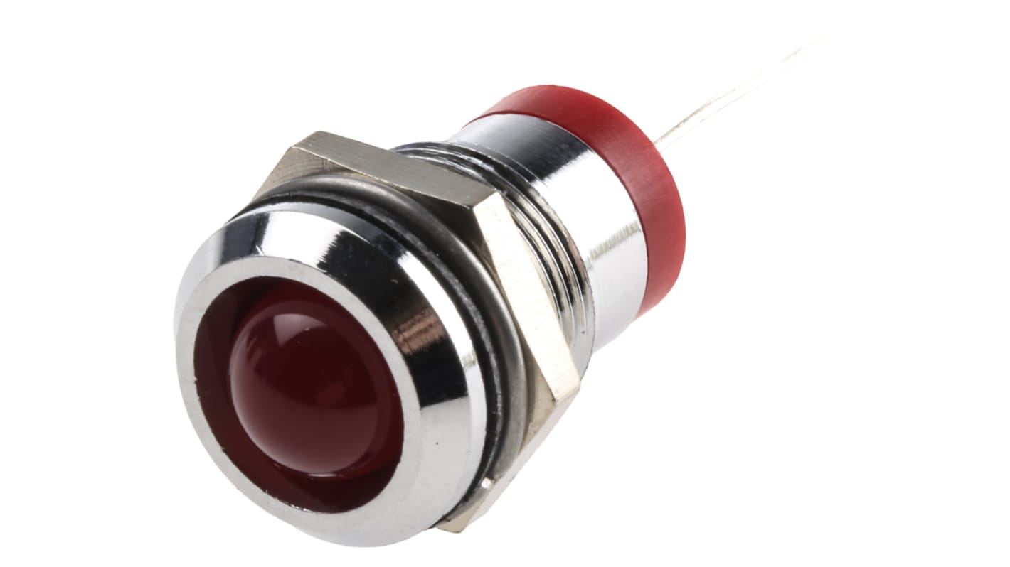 Indicatore da pannello RS PRO Rosso  a LED, 2V cc, Sporgente, foro da 12mm