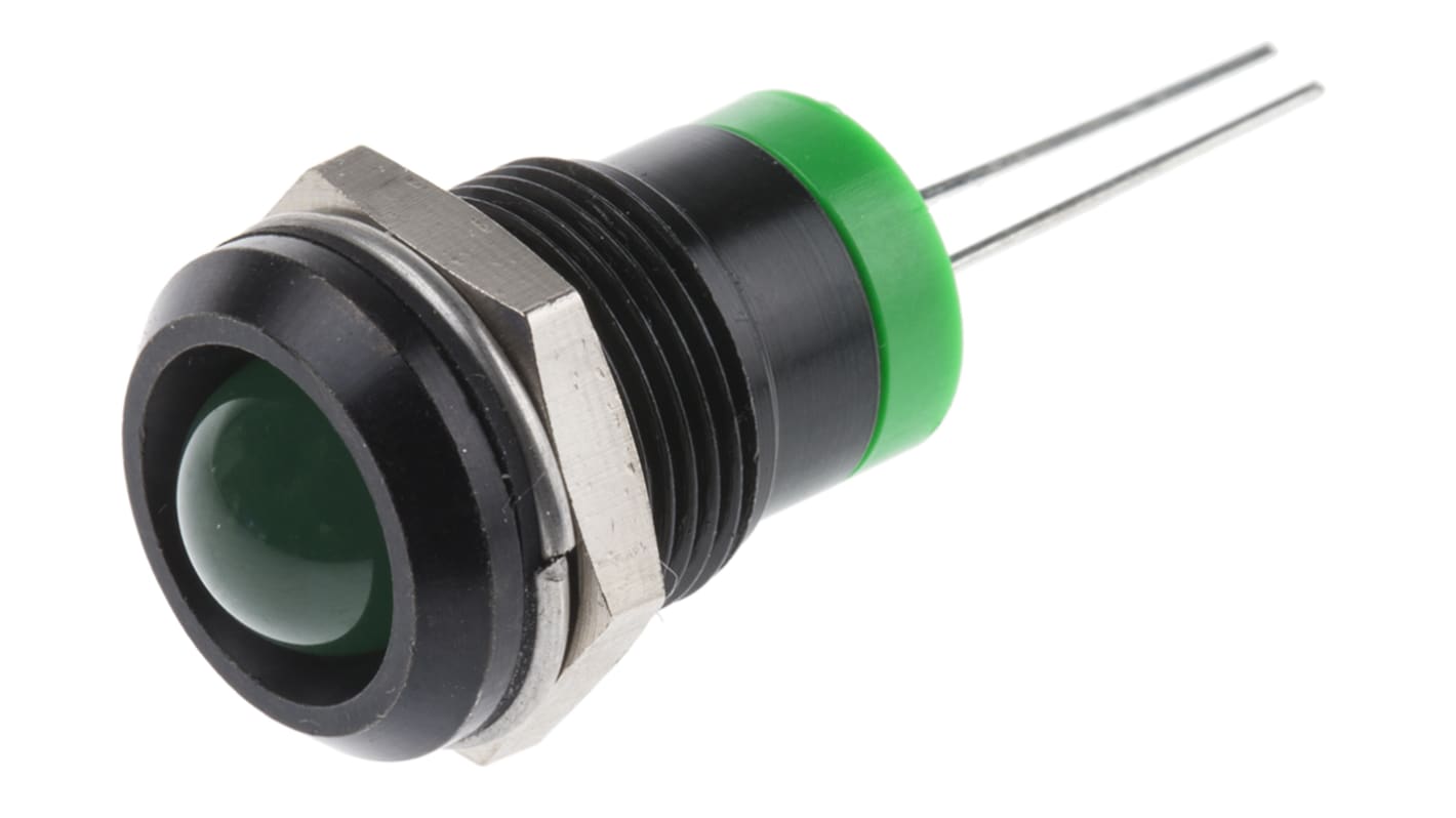 RS PRO Green Panel Mount Indicator, 2V dc, 12mm Mounting Hole Size