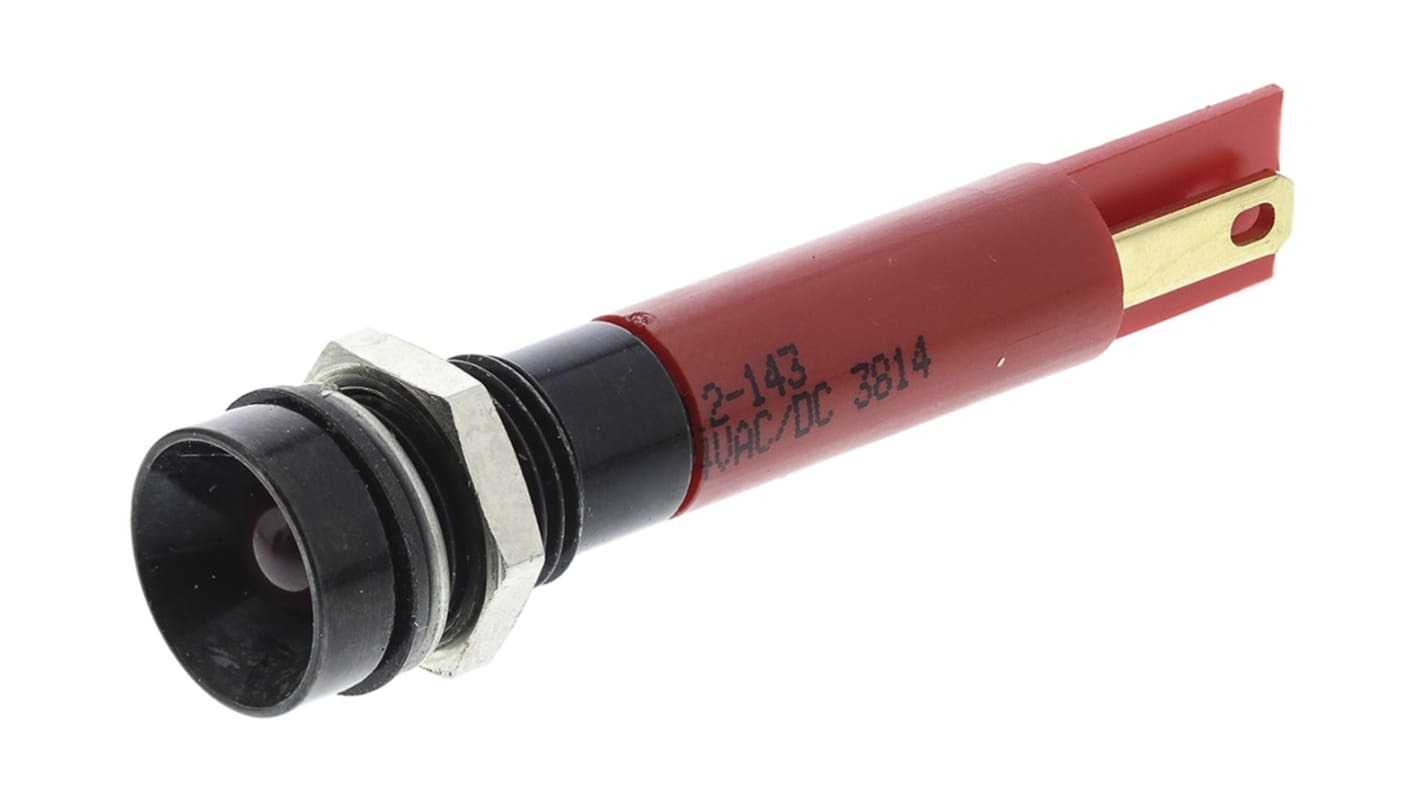 Indicador LED RS PRO, Rojo, lente rebajada, Ø montaje 8mm, 17mA, 6000mcd, IP67