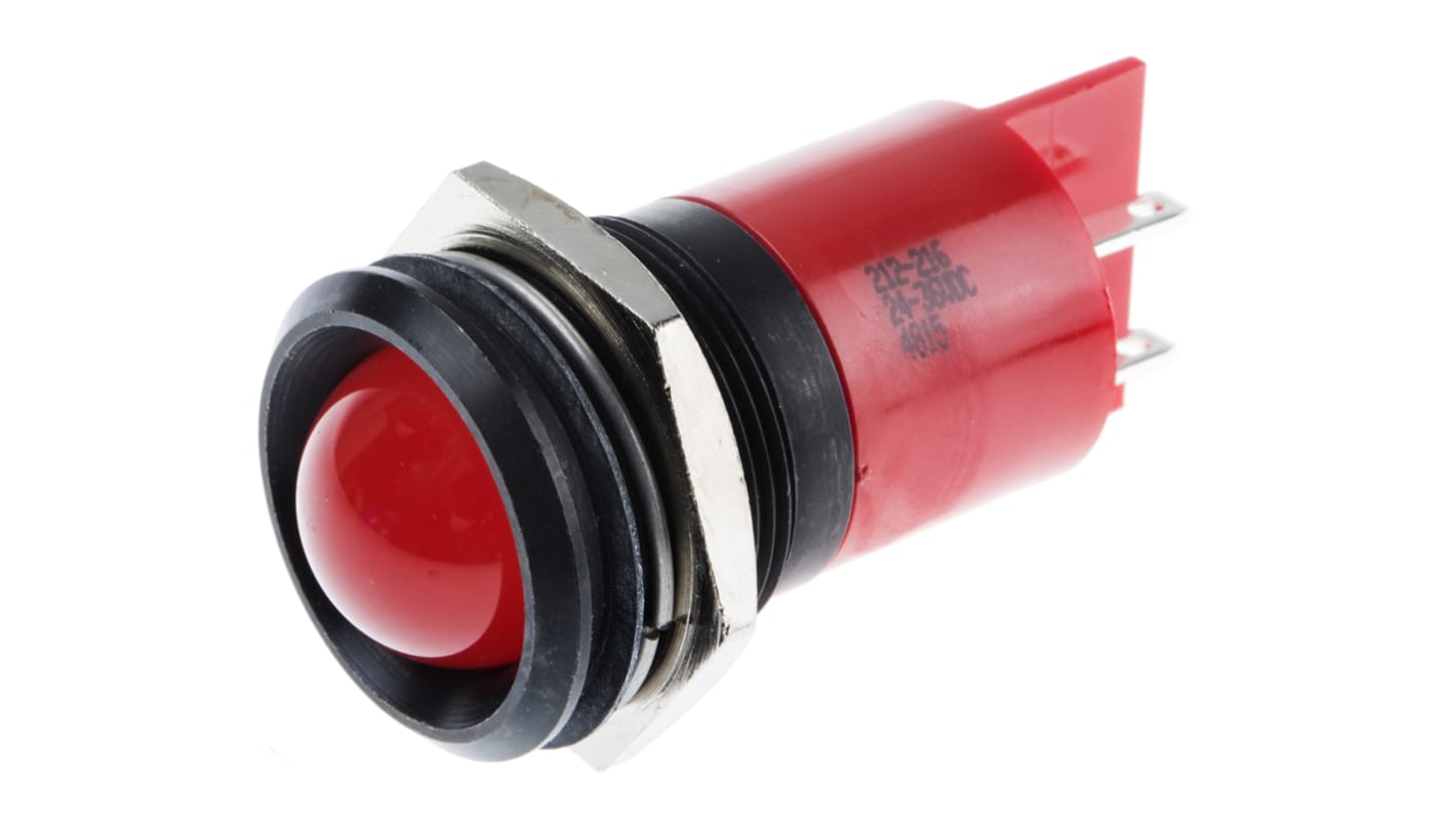 Indicatore da pannello RS PRO Rosso  a LED, 24 → 36V cc, Sporgente, foro da 22mm