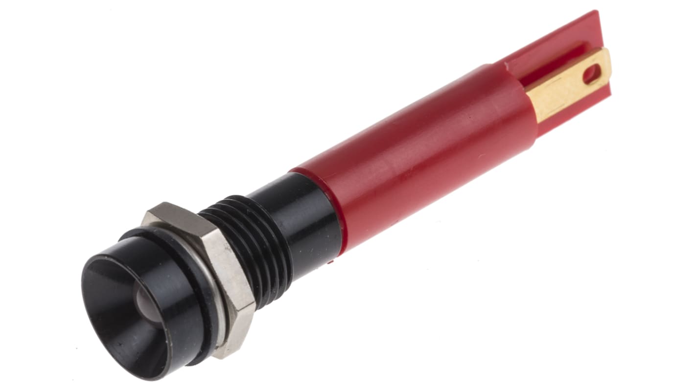 Indicador LED RS PRO, Rojo, lente rebajada, marco Cromo, Ø montaje 8mm, 12V, 20mA, 50mcd, IP67