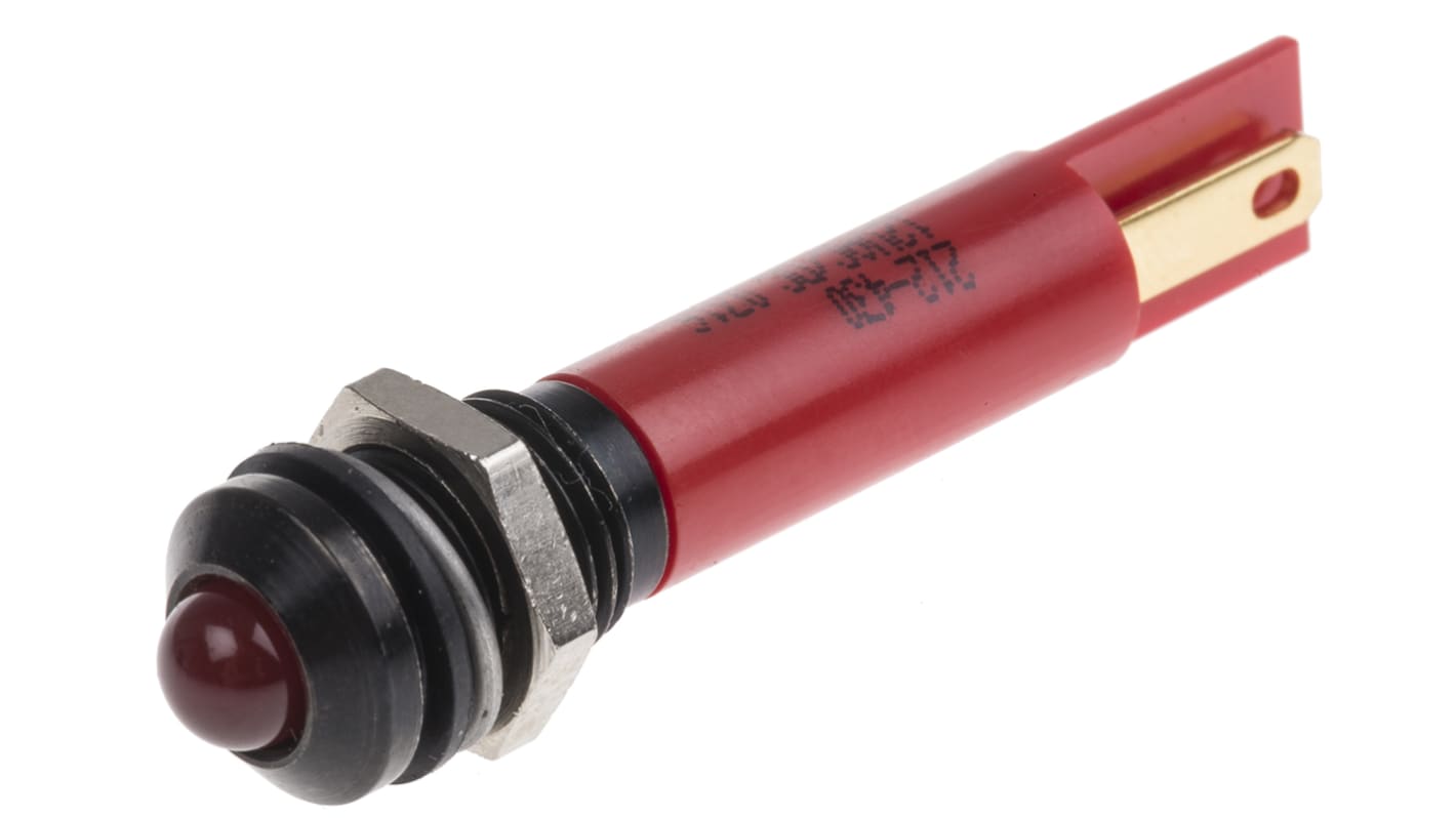 Indicatore da pannello RS PRO Rosso  a LED, 12V, IP67, Sporgente, foro da 8mm