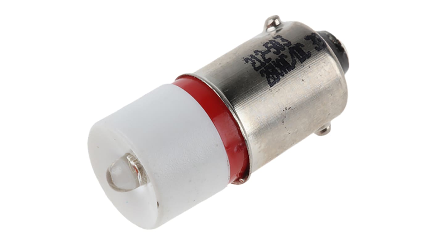 Lampada per indicatori RS PRO, lunga 24mm, Ø 10mm, 28V cc, luce color Rosso, 1750mcd, Chip singolo da 100000h con base