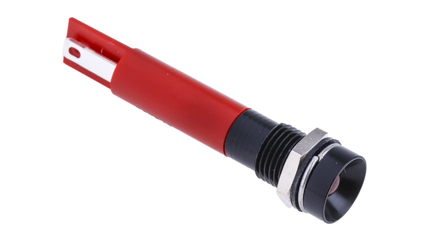 RS PRO Red Panel Mount Indicator, 12V, 8mm Mounting Hole Size, Solder Tab Termination, IP67