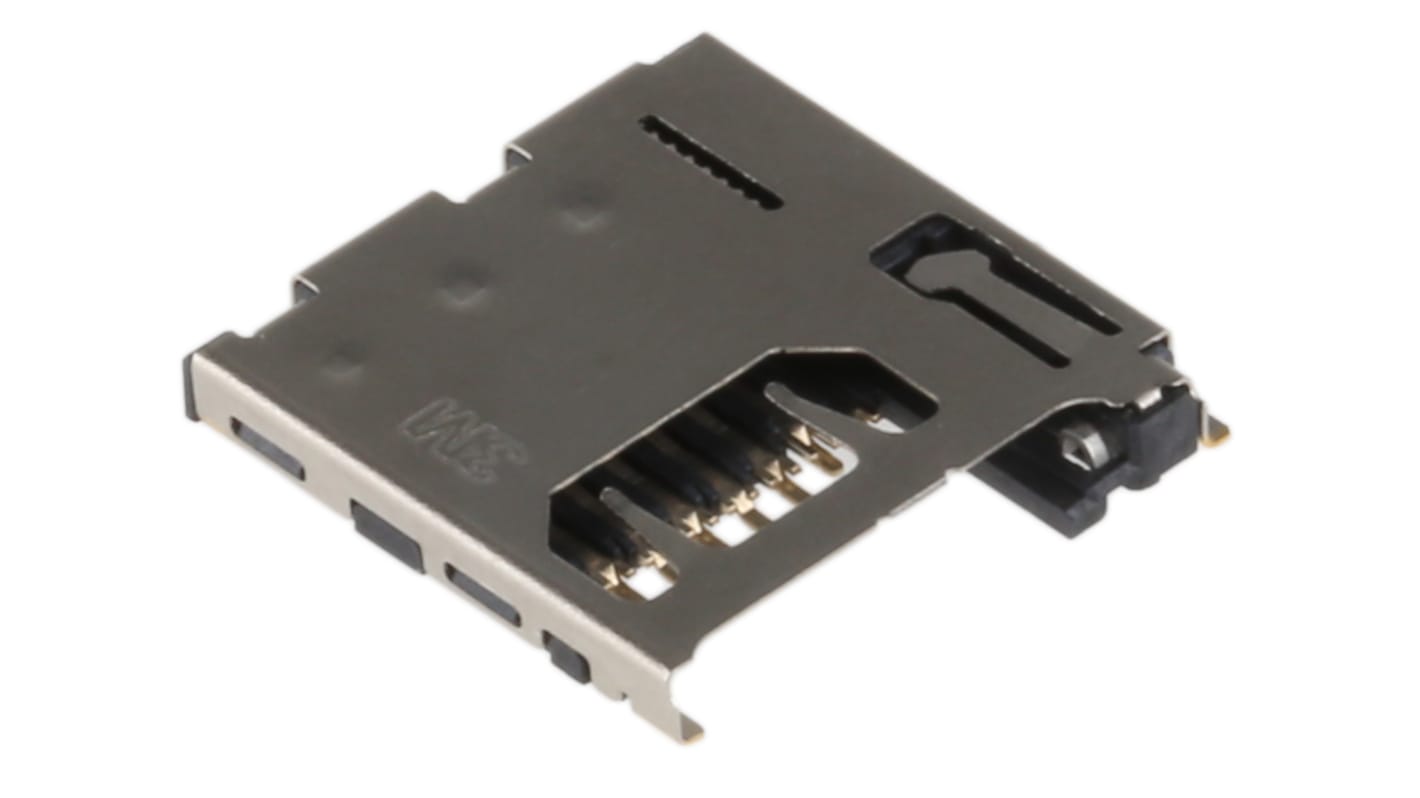 Connecteur de carte mémoire Angle droit 3M, Montage en surface, MicroSD, raccordement A souder