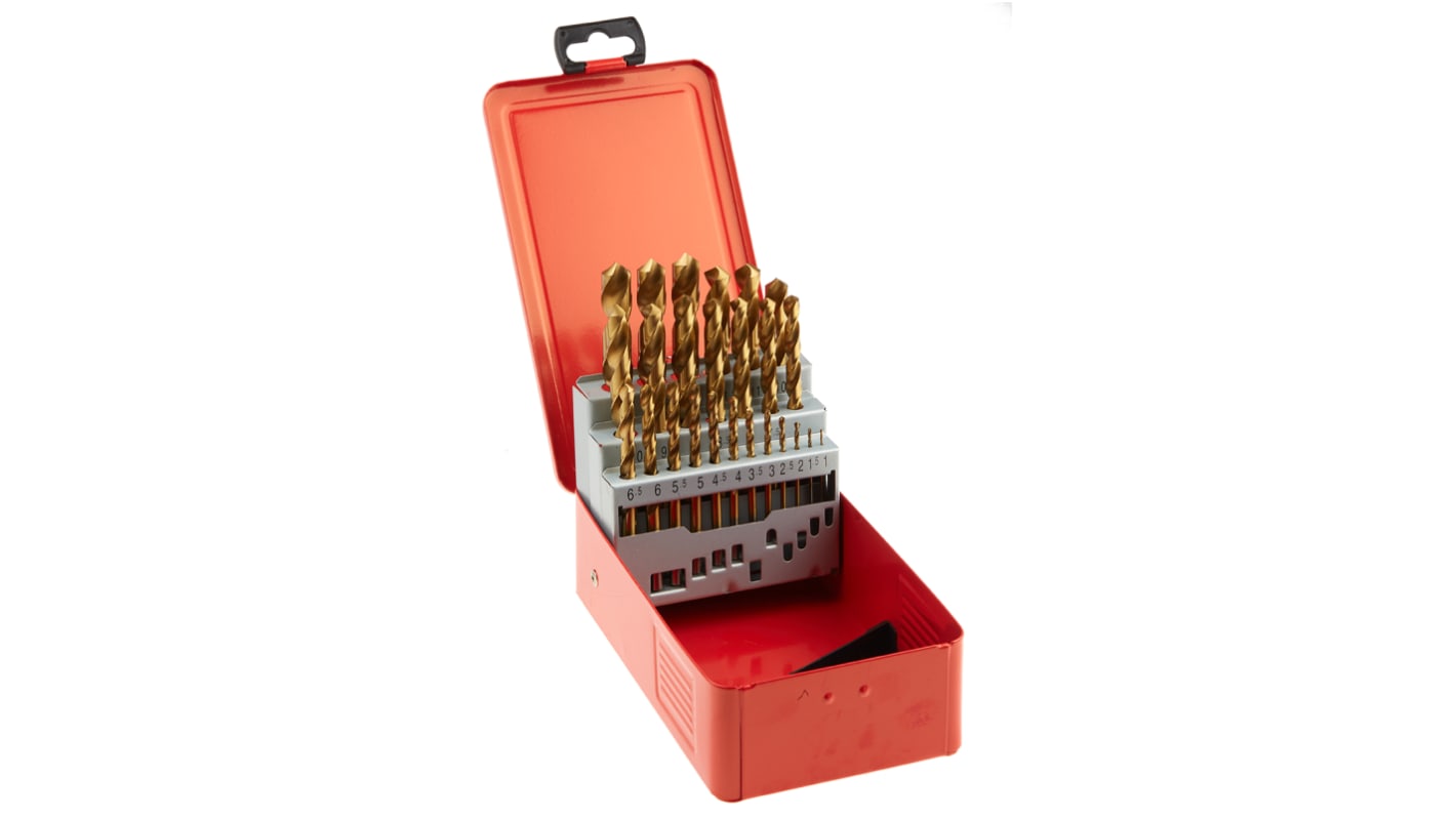 RS PRO 25-Piece Twist Drill Bit Set for Metal, 13mm Max, 1mm Min, HSS-G ...